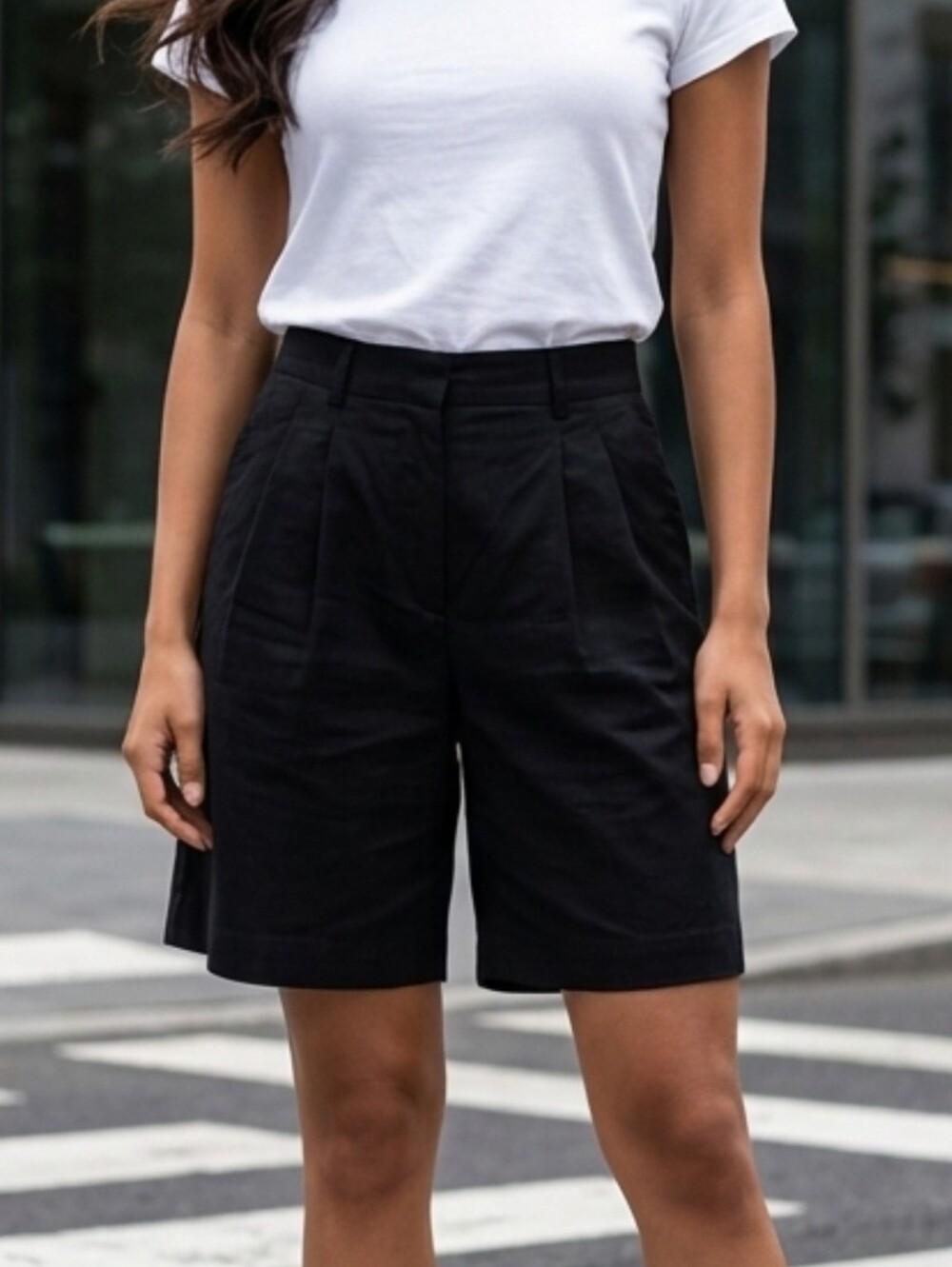 Steve Madden Black Tailored Bermuda Shorts Size L